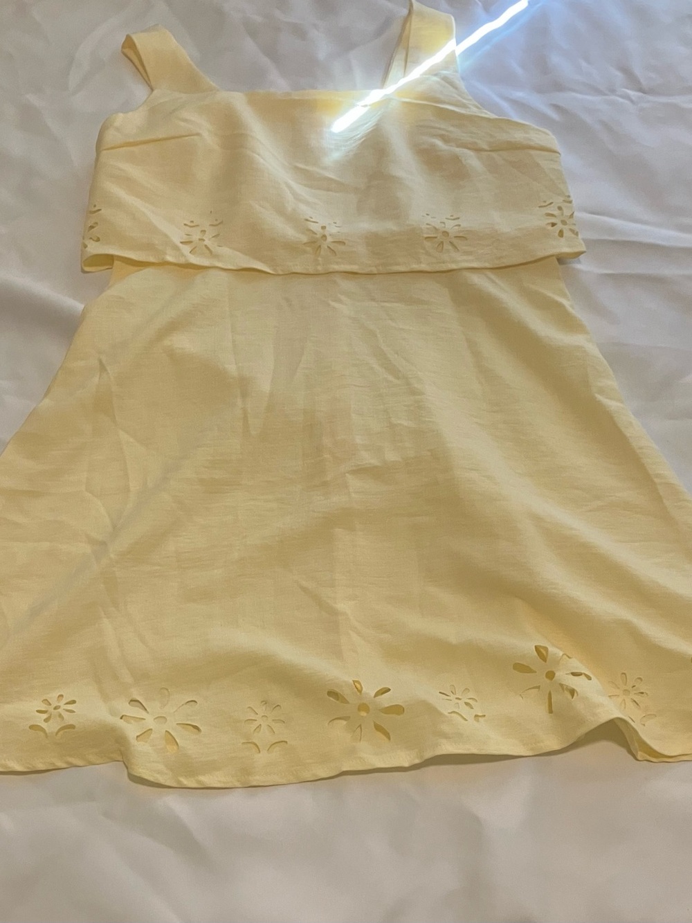Women’s SHEIN Yellow Floral Eyelet Sundress In Size M Never Worn